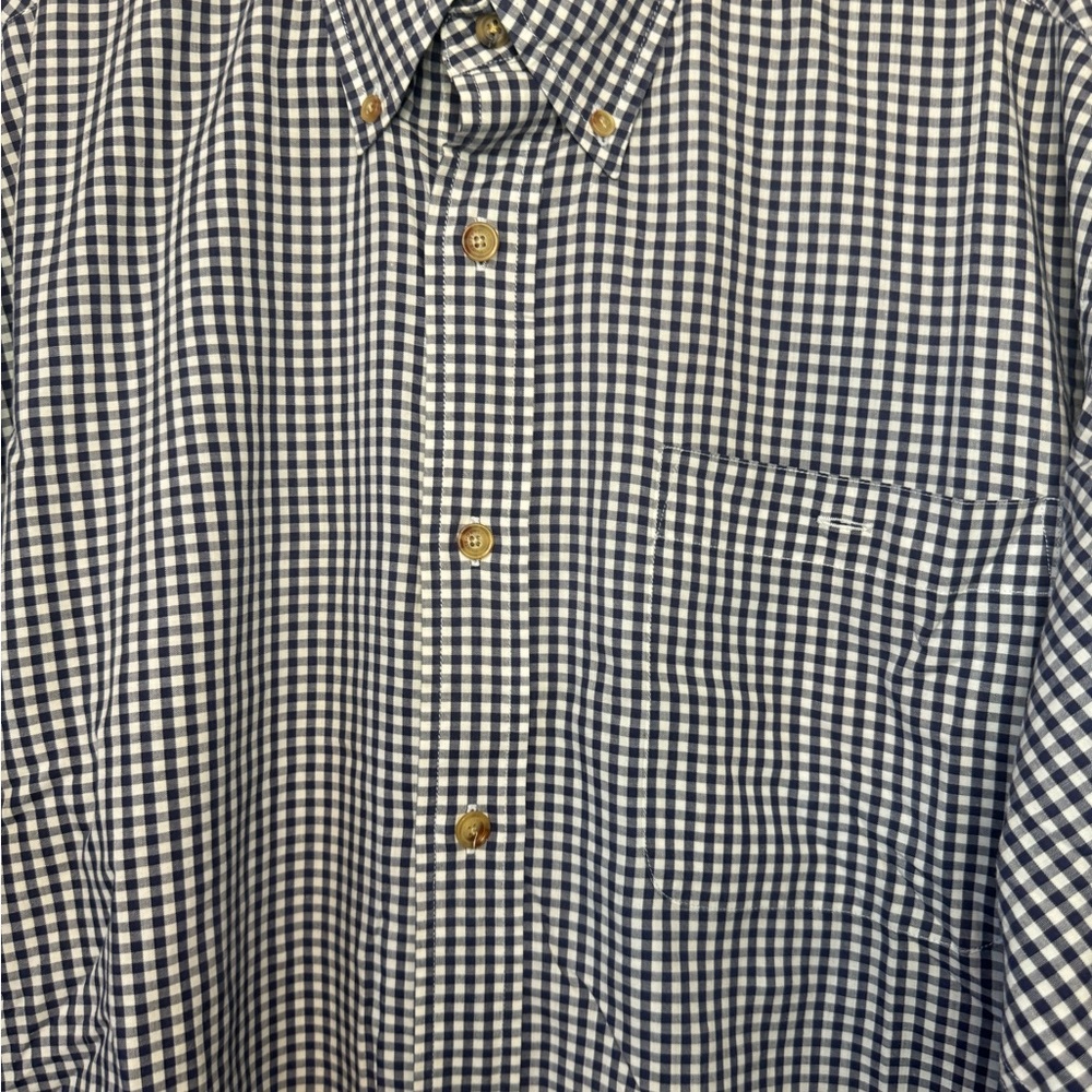 Orvis navy and white gingham button down long sleeve oxford casual shirt - Picture 8 of 9